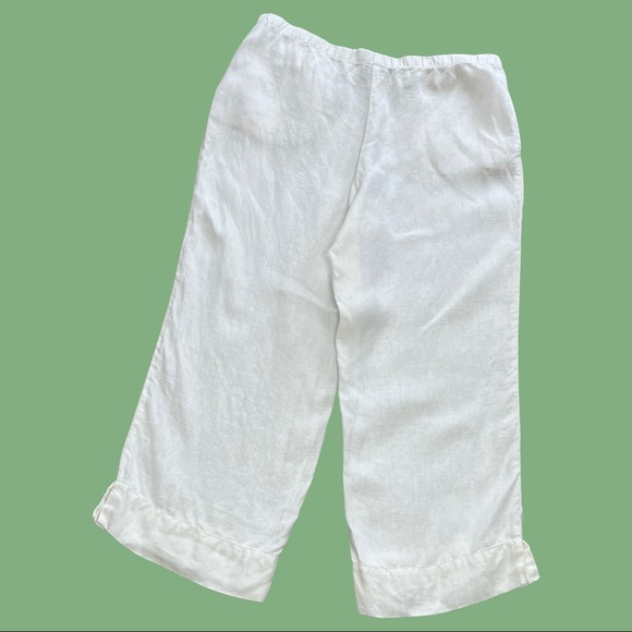 J. JILL White Linen Cropped Pants Size Large - Picture 3 of 15